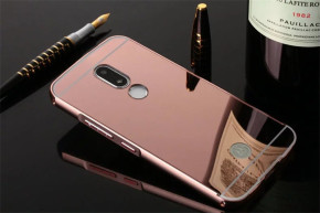 Луксозен алуминиев бъмпър с твърд огледален златисто розов гръб за Lenovo Moto M Dual / Motorola Moto M Dual 